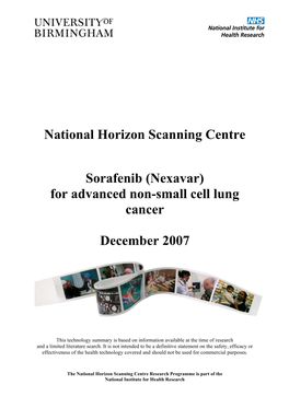 Sorafenib (Nexavar) for Advanced Non-Small Cell Lung Cancer
