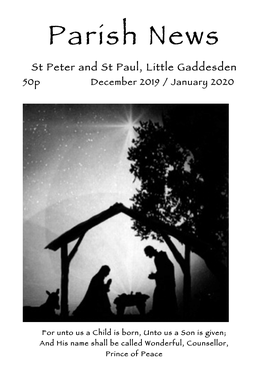 Parish News St Peter and St Paul, Little Gaddesden 50P December 2019 / January 2020