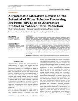 A Systematic Literature Review on the Potential of Other Tobacco