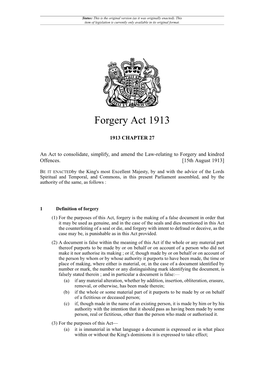 Forgery Act 1913