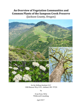 An Overview of Vegetation Communities and Common Plants of the Sampson Creek Preserve (Jackson County, Oregon)
