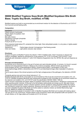 Modified Soyabean Bile Broth Base; Tryptic Soy Broth, Modified; Mtsb)