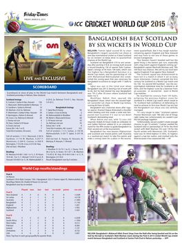 Bangladesh Beat Scotland by Six Wickets in World Cup