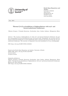 Thermal [2+2]-Cycloadditions of Diphenylketene with Aryl- and Hetaryl-Substituted Thioketones