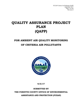 Quality Assurance Project Plan (Qapp)
