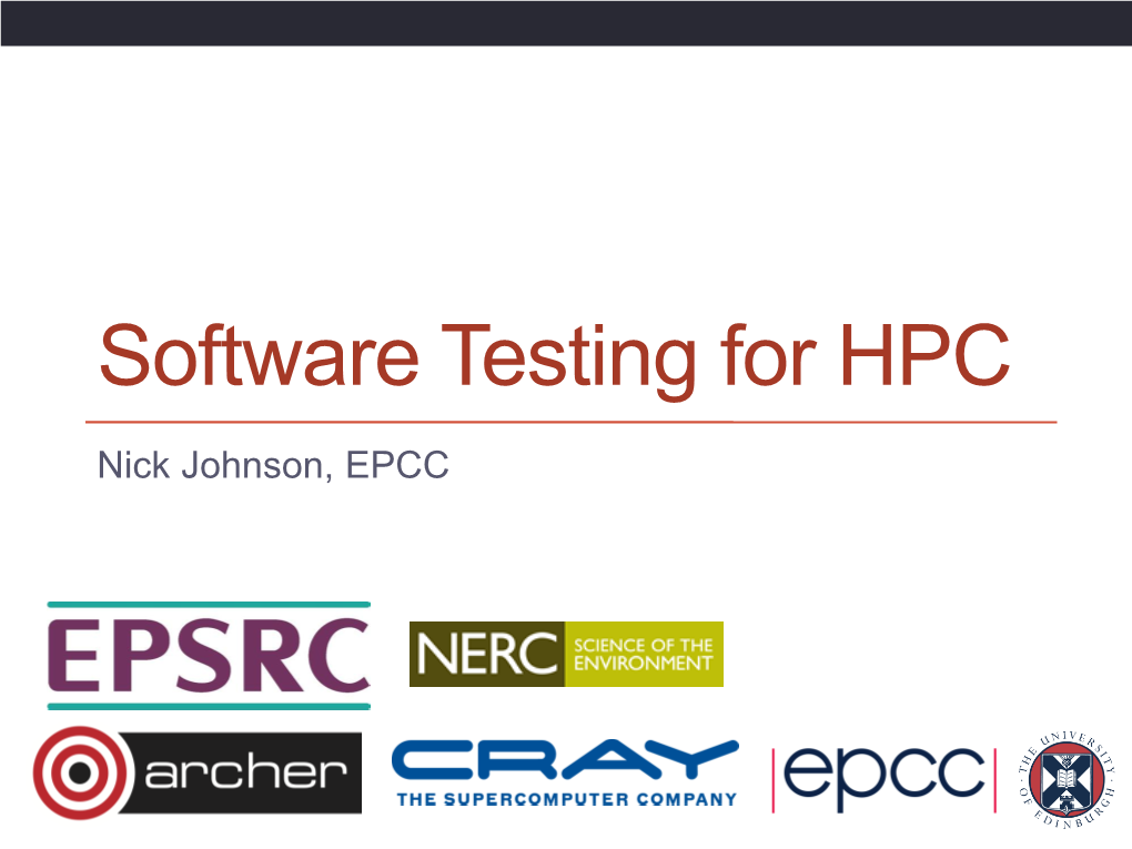 Software Testing for HPC