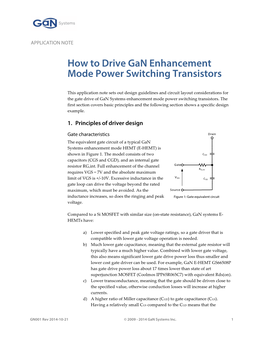 How to Drive Gan Enhancement Mode Power Switching Transistors