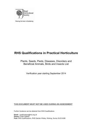 RHS Qualifications in Practical Horticulture