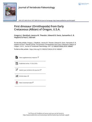 First Dinosaur (Ornithopoda) from Early Cretaceous (Albian) of Oregon, U.S.A