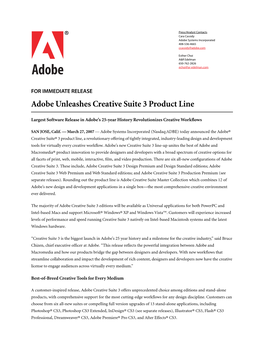Adobe Unleashes Creative Suite 3 Product Line