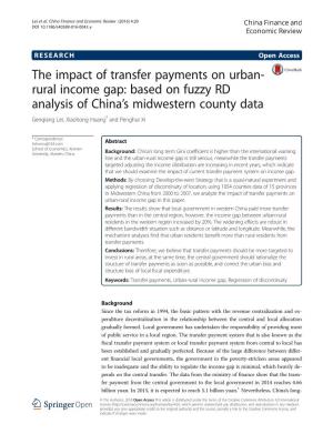 The Impact of Transfer Payments on Urban-Rural Income Gap: Based On