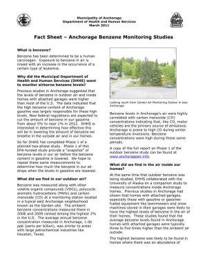 Fact Sheet – Anchorage Benzene Monitoring Studies