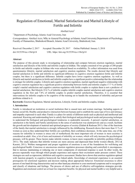 Regulation of Emotional, Marital Satisfaction and Marital Lifestyle of Fertile and Infertile