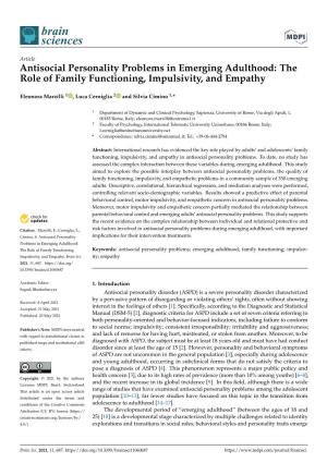 Antisocial Personality Problems in Emerging Adulthood: the Role of Family Functioning, Impulsivity, and Empathy