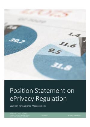 September 2017 Coalition for Audience Measurement Position Statement on Proposed Eprivacy Regulation