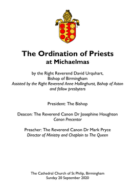 The Ordination of Priests at Michaelmas