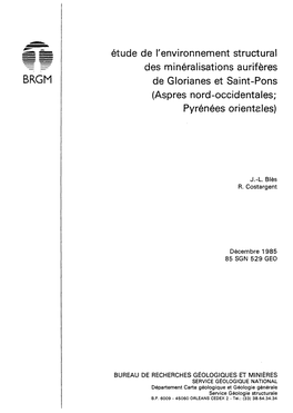 Étude De L'environnement Structurai Des Minéralisations Aurifères De