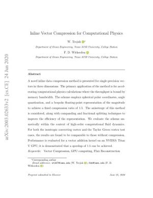Inline Vector Compression for Computational Physics