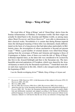Kings –‘King of Kings’