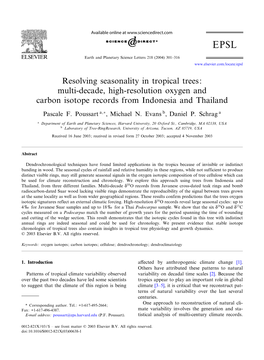 Resolving Seasonality in Tropical Trees: Multi-Decade, High-Resolution Oxygen and Carbon Isotope Records from Indonesia and Thailand