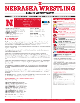 Nebraska Wrestling 2020-21 Weekly Notes