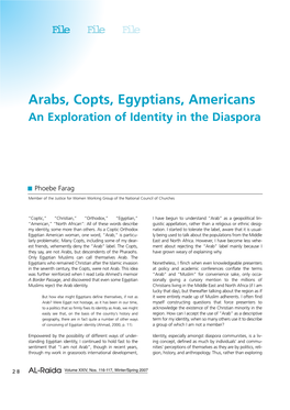 Arabs, Copts, Egyptians, Americans