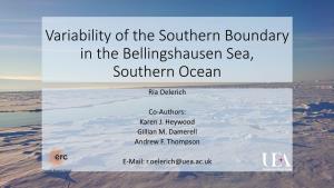 Variability of the Southern Boundary in the Bellingshausen Sea, Southern Ocean
