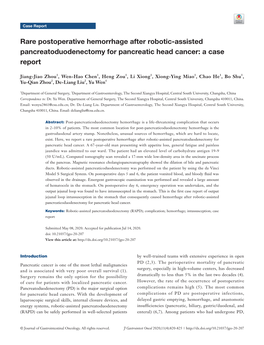 Rare Postoperative Hemorrhage After Robotic-Assisted Pancreatoduodenectomy for Pancreatic Head Cancer: a Case Report