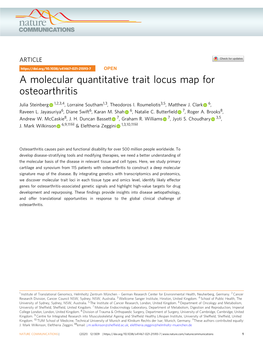 A Molecular Quantitative Trait Locus Map for Osteoarthritis