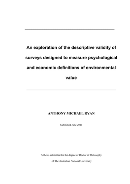 Chapter 1 – Environmental Values and the Importance of Measuring Them