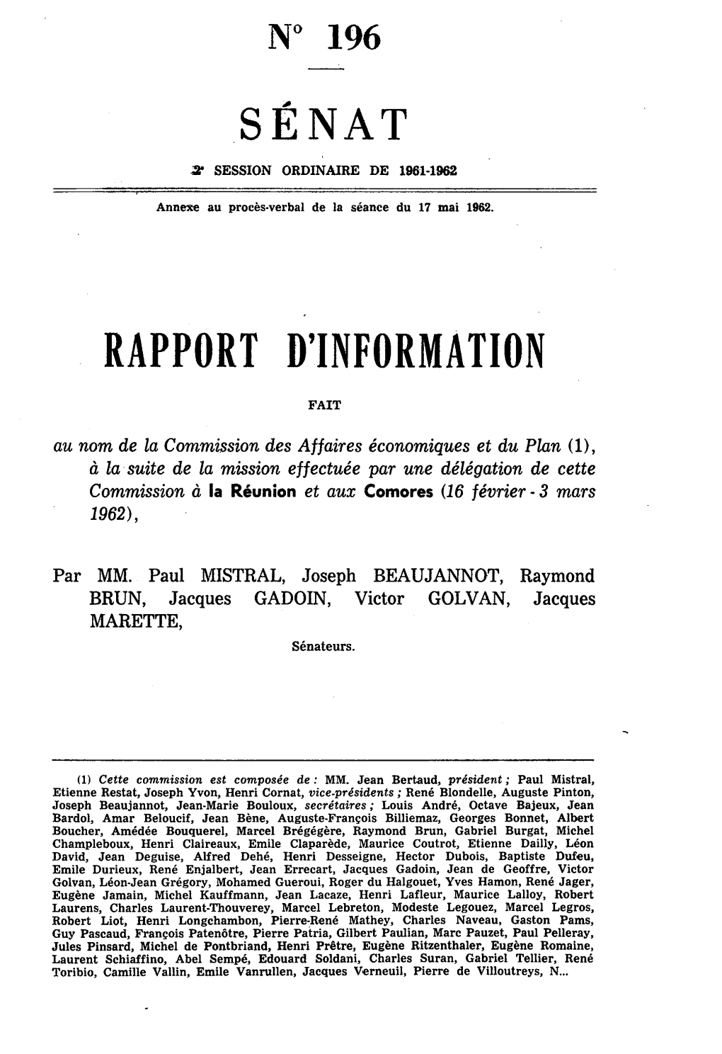 Rapport D'information