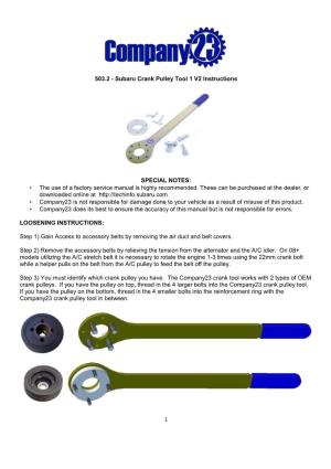 Subaru Crank Pulley Tool Manual