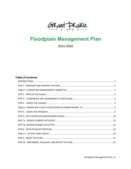 Floodplain Management Plan 2015‐2020