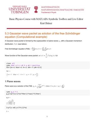 5.3 Gaussian Wave Packet As Solution of the Free Schrödinger Equation
