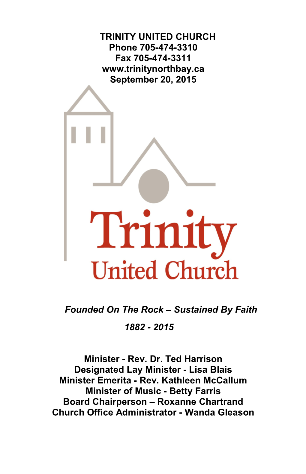 Minister - Rev. Dr. Ted Harrison