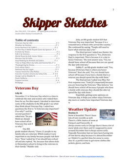 Skipper Sketches Nov 15Th, 2019 - 11Th Edition - an Eighth-Grade Production Student Editor Destiny O