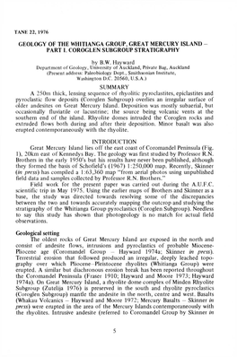 Tane 22, 1976 Geology of the Whitianga Group, Great Mercury Island