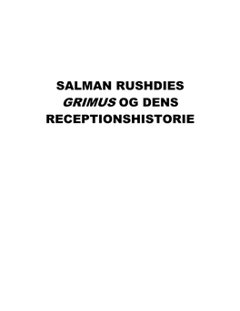 Salman Rushdies Grimus Og Dens Receptionshistorie