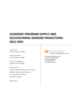 Academic Program Supply and Occupational Demand Projections: 2012-2025