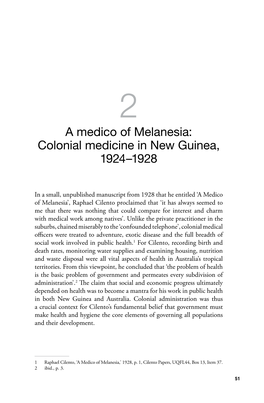 Colonial Medicine in New Guinea, 1924–1928