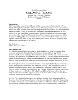 COLONIAL TROOPS a Global War 1936-1945 Expansion by Stewart Brewer & Will Henson V BETA-2