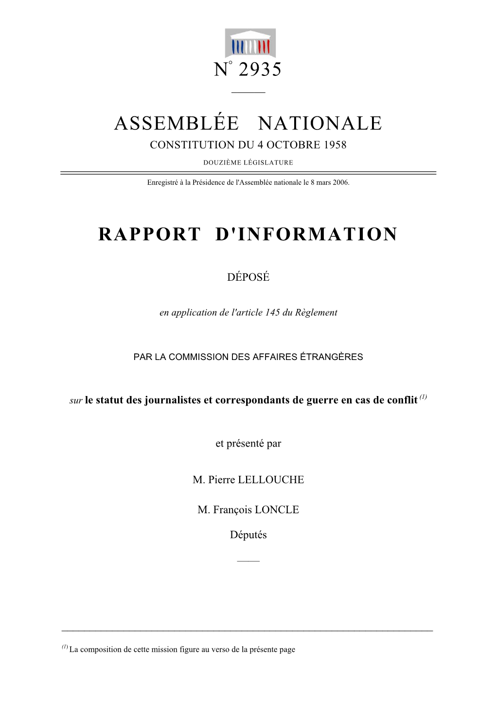 N° 2935 Assemblée Nationale