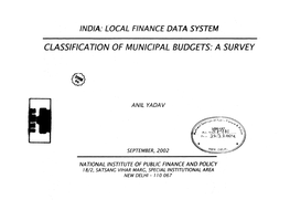 India: Local Finance Data System Classification Of