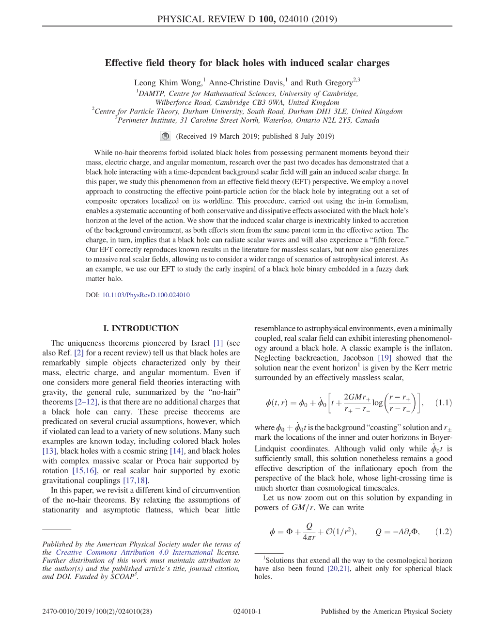 Effective Field Theory for Black Holes with Induced Scalar Charges