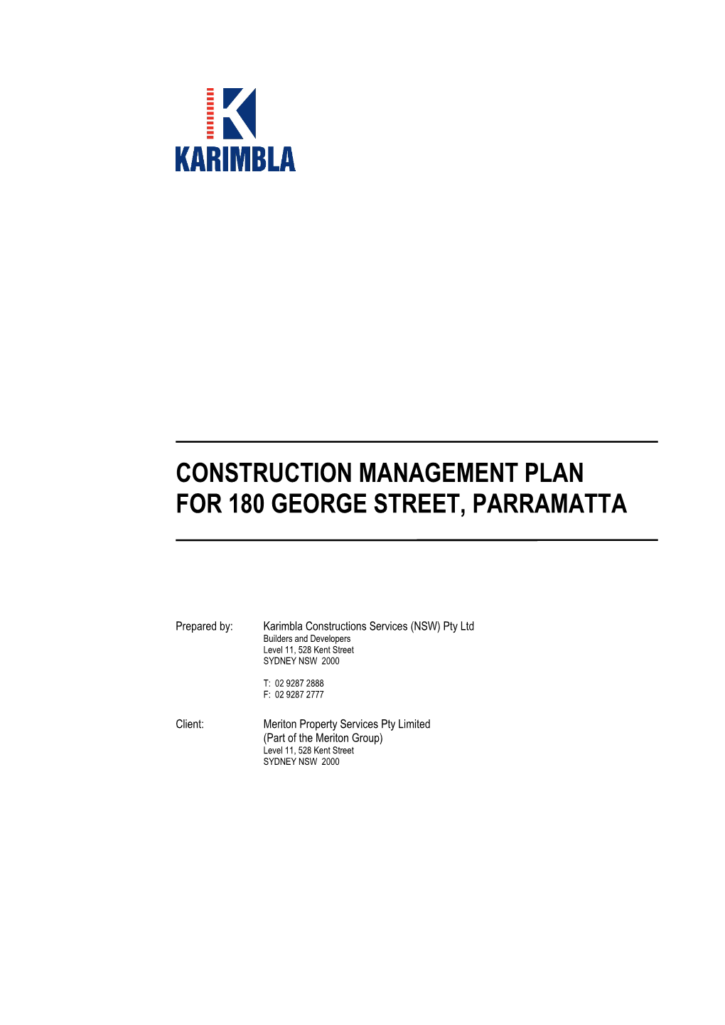 Construction Management Plan for 180 George Street, Parramatta