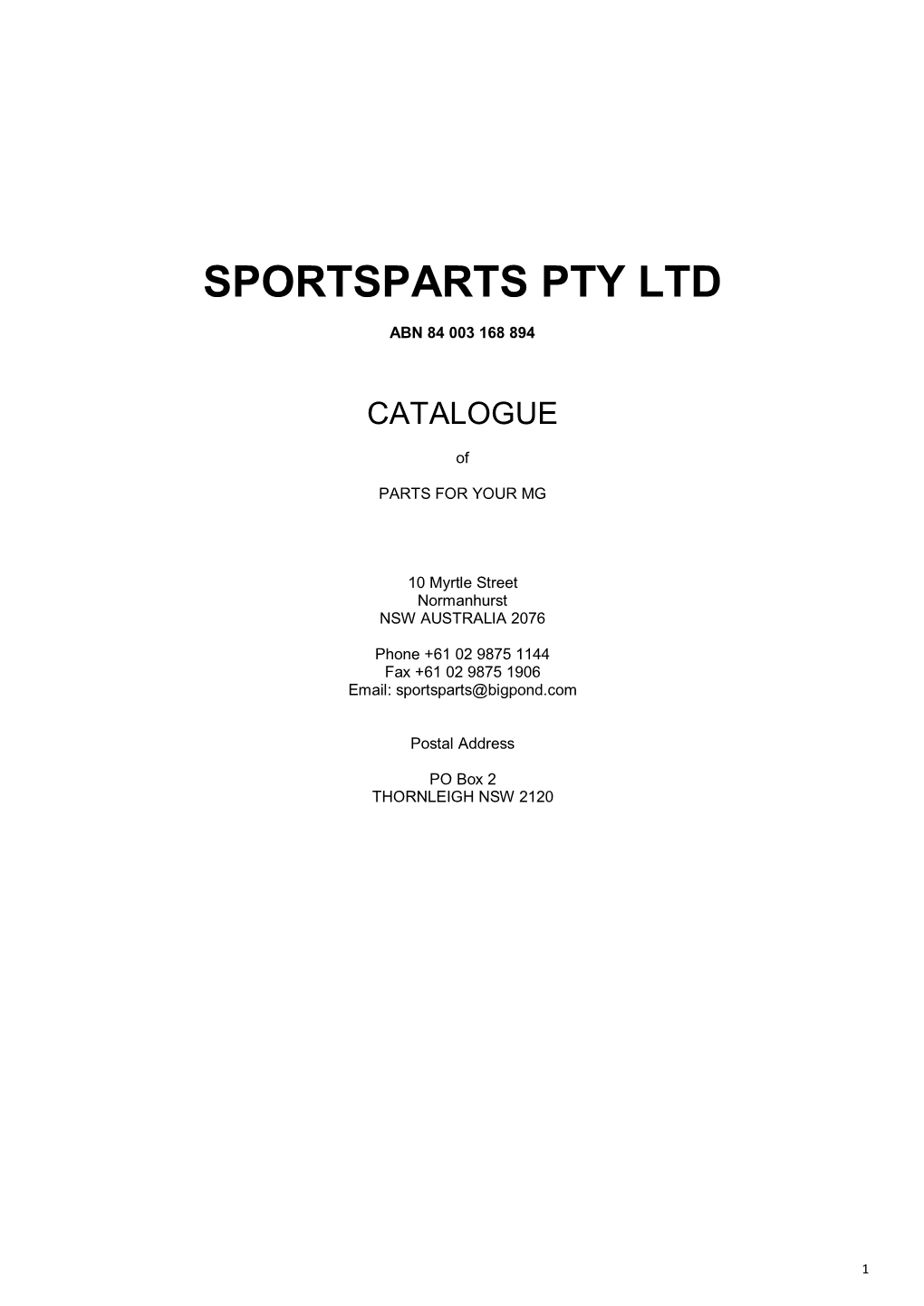 Sportsparts Pty Ltd