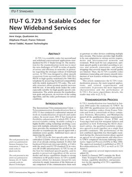 ITU-T G.729.1 Scalable Codec for New Wideband Services