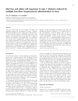 Islet Loss and Alpha Cell Expansion in Type 1 Diabetes Induced by Multiple Low-Dose Streptozotocin Administration in Mice