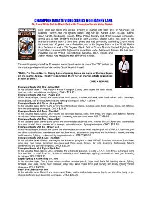 CHAMPION KARATE VIDEO SERIES from DANNY LANE Go from White Belt to Black Belt with Champion Karate Video Series