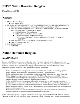 NHSC Native Hawaiian Religion